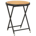 vidaXL Beistelltisch Schwarz 60 cm Poly Rattan und Massivholz Akazie