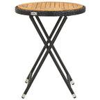 vidaXL Beistelltisch Schwarz 60 cm Poly Rattan und Massivholz Akazie