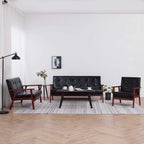 vidaXL 3-tlg. Sofagarnitur Schwarz Kunstleder