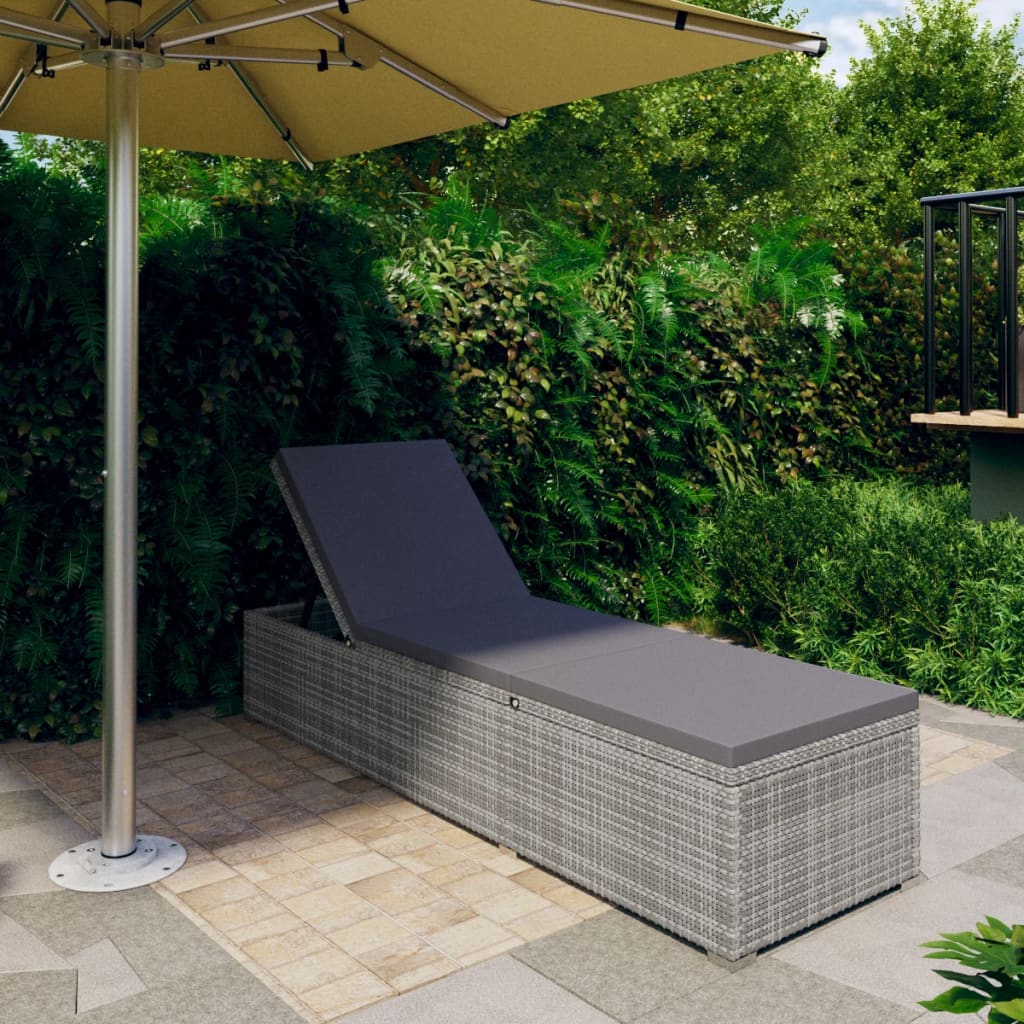 vidaXL Sonnenliege mit Auflage Poly Rattan Braun