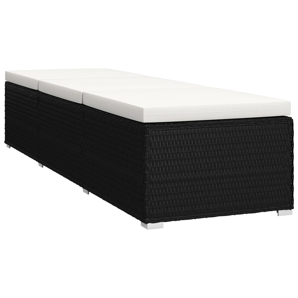 vidaXL Sonnenliege mit Auflage und Teetisch Poly Rattan Cremeweiß