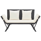 vidaXL Gartenbank mit Auflagen 176 cm Schwarz Poly Rattan