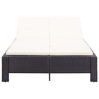 vidaXL 2-Personen-Sonnenliege mit Auflage Schwarz Poly Rattan