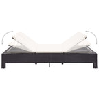 vidaXL 2-Personen-Sonnenliege mit Auflage Schwarz Poly Rattan