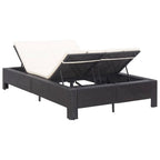 vidaXL 2-Personen-Sonnenliege mit Auflage Schwarz Poly Rattan
