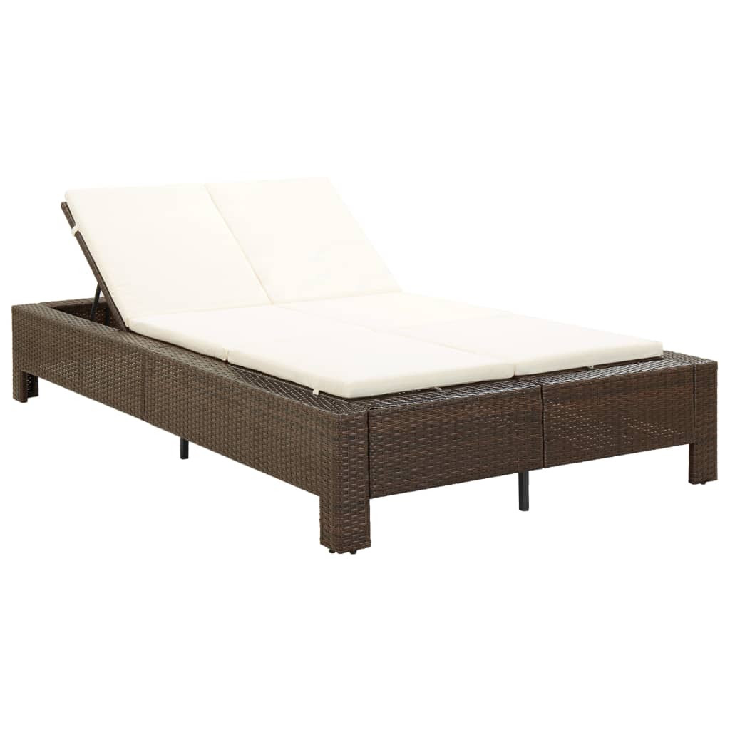 vidaXL 2-Personen-Sonnenliege mit Auflage Schwarz Poly Rattan