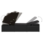 vidaXL Sonnenliege mit Sonnenschutz und Auflage Poly Rattan Schwarz
