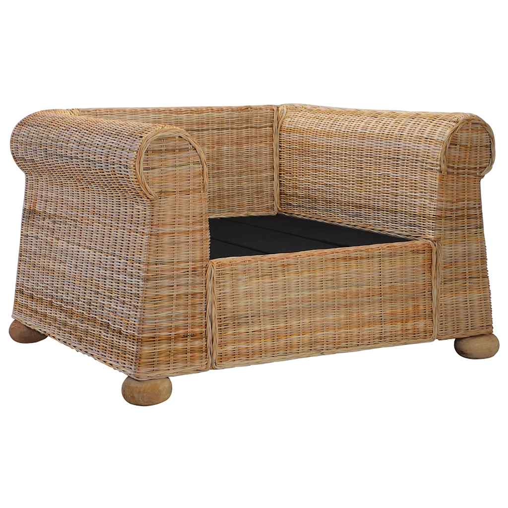 vidaXL 2-tlg. Sofagarnitur mit Kissen Natur Rattan