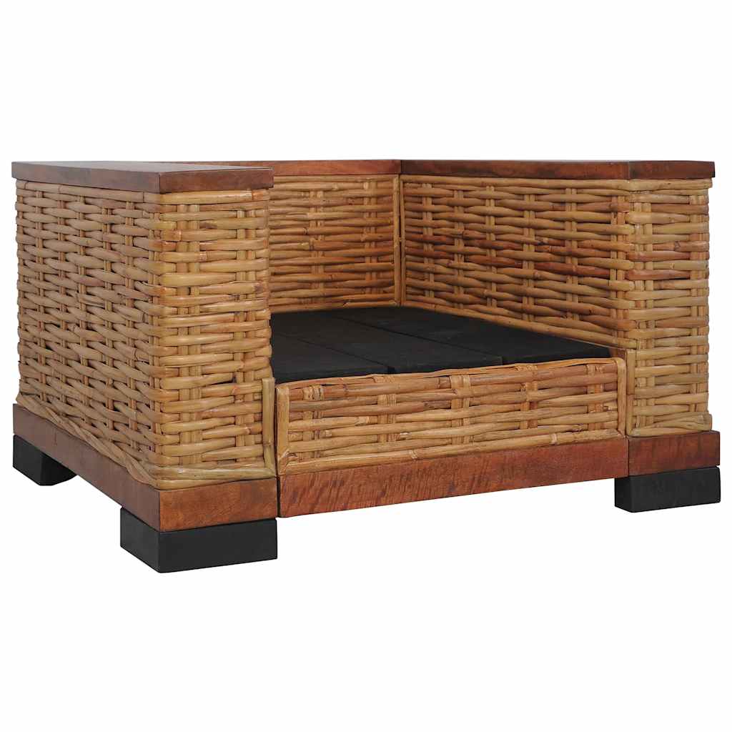 vidaXL 2-tlg. Sofagarnitur mit Auflagen Braun Natur Rattan