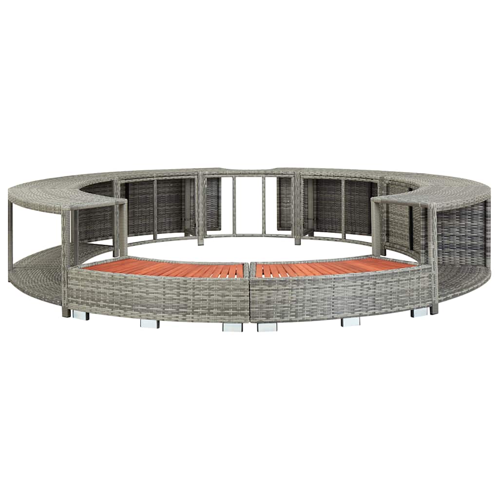 vidaXL Whirlpool-Umrandung Grau Poly Rattan