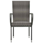 vidaXL Gartenstühle Stapelbar 2 Stk. Grau Poly Rattan