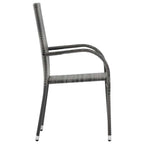 vidaXL Gartenstühle Stapelbar 2 Stk. Grau Poly Rattan