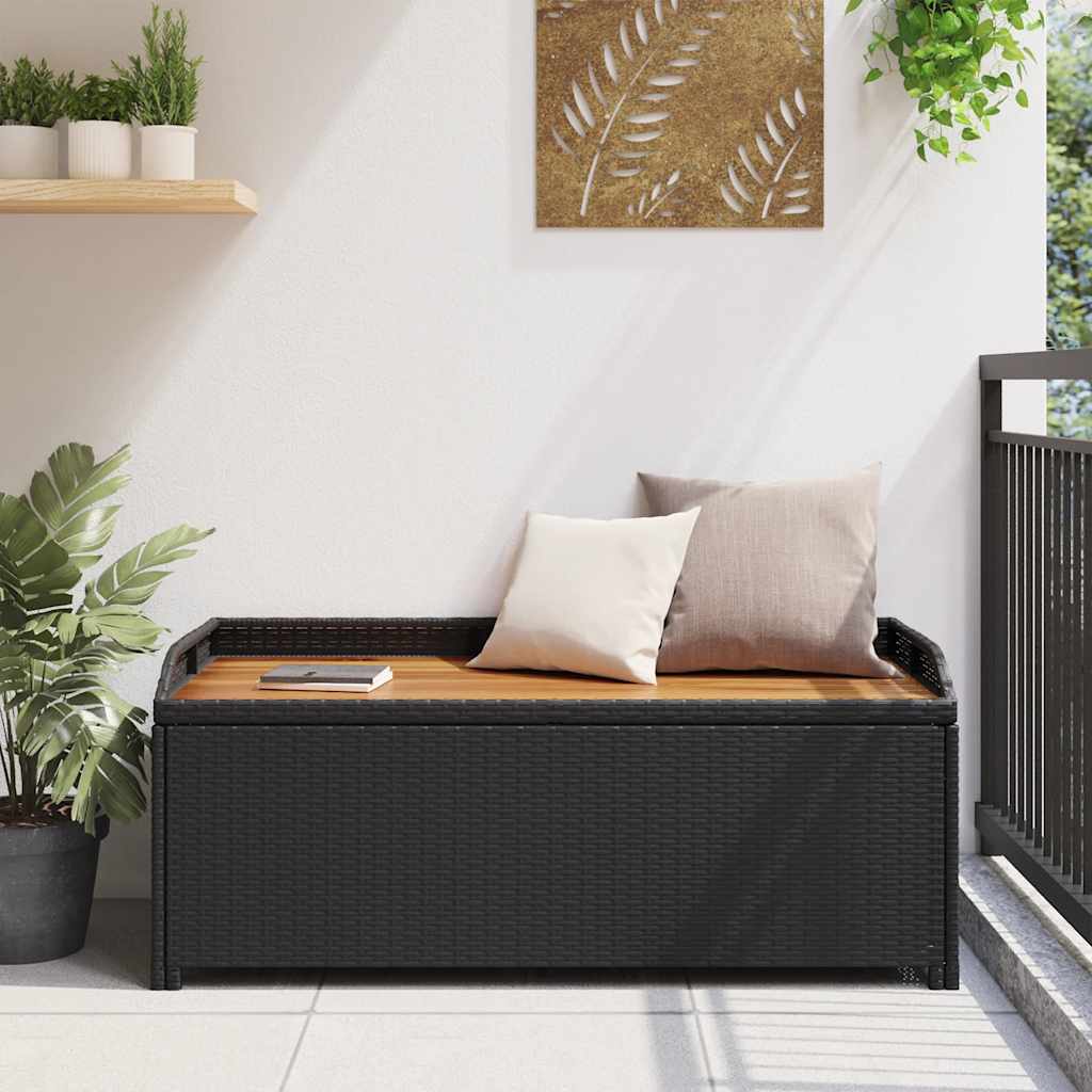 vidaXL Sitzbank mit Stauraum 120 cm Poly Rattan Schwarz