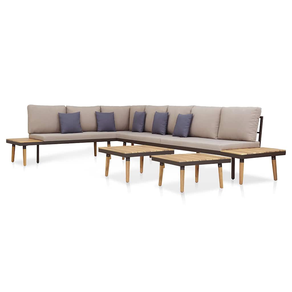 vidaXL 7-tlg. Garten-Lounge-Set mit Kissen Massivholz Akazie Braun