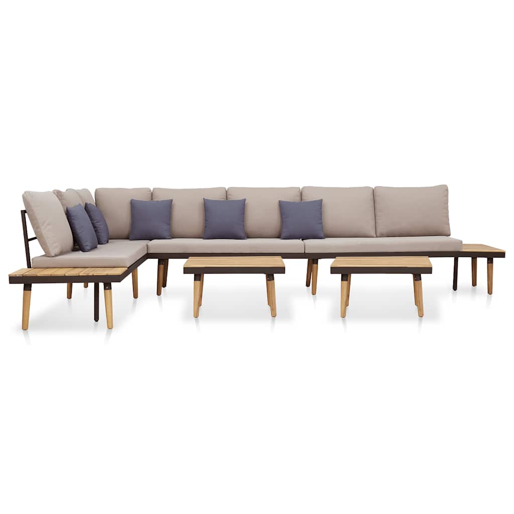 vidaXL 7-tlg. Garten-Lounge-Set mit Kissen Massivholz Akazie Braun
