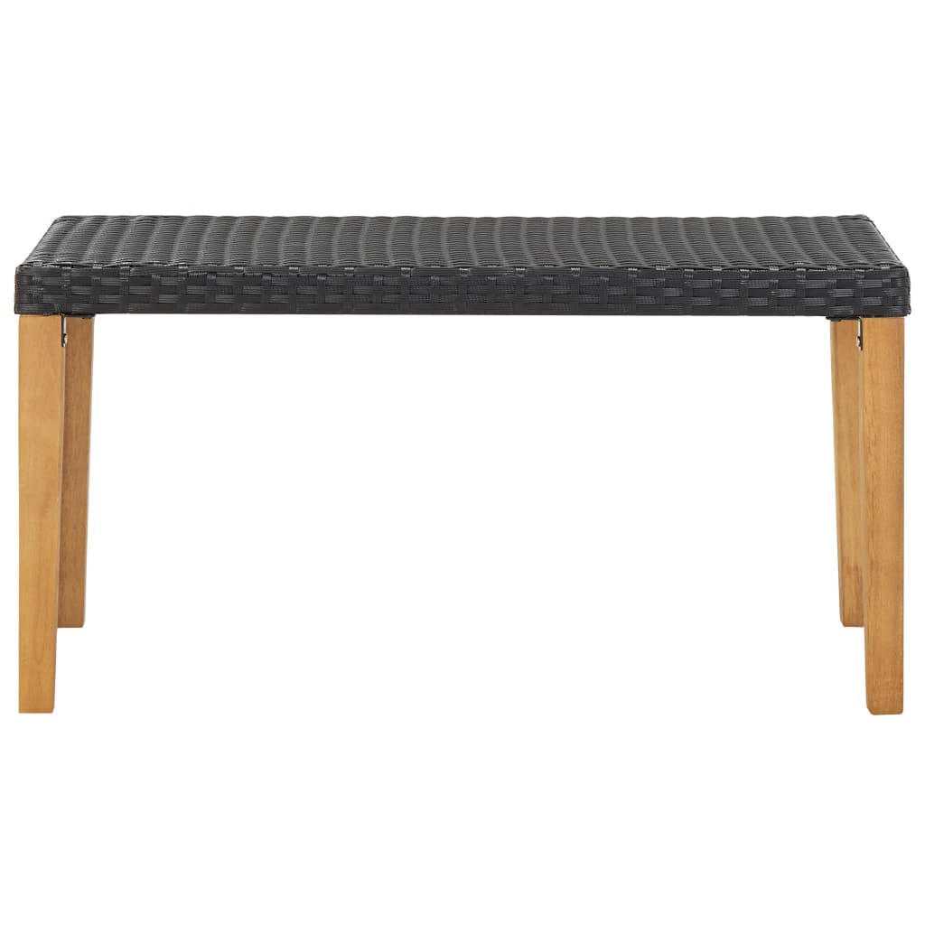 vidaXL Gartenbank 120 cm Schwarz Poly Rattan und Massivholz Akazie