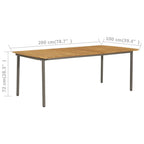 vidaXL Gartentisch 200x100x72 cm Massivholz Akazie und Stahl