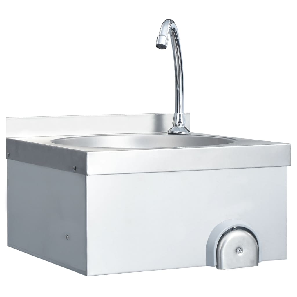 vidaXL Handwaschbecken mit Wasserhahn und Seifenspender Edelstahl