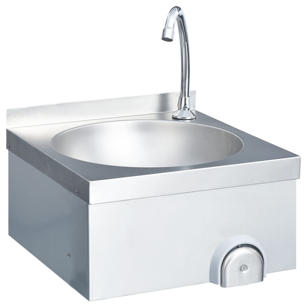 vidaXL Handwaschbecken mit Wasserhahn und Seifenspender Edelstahl