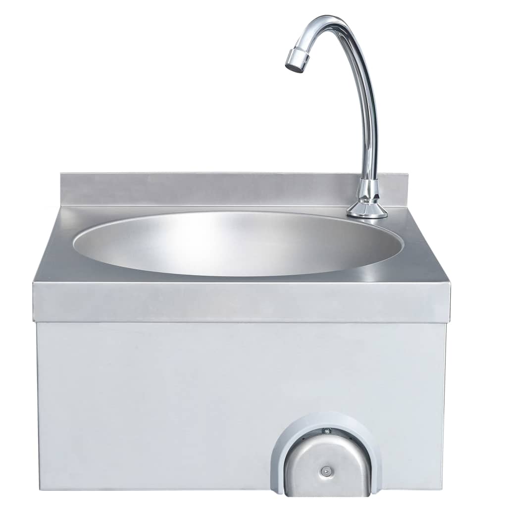 vidaXL Handwaschbecken mit Wasserhahn und Seifenspender Edelstahl