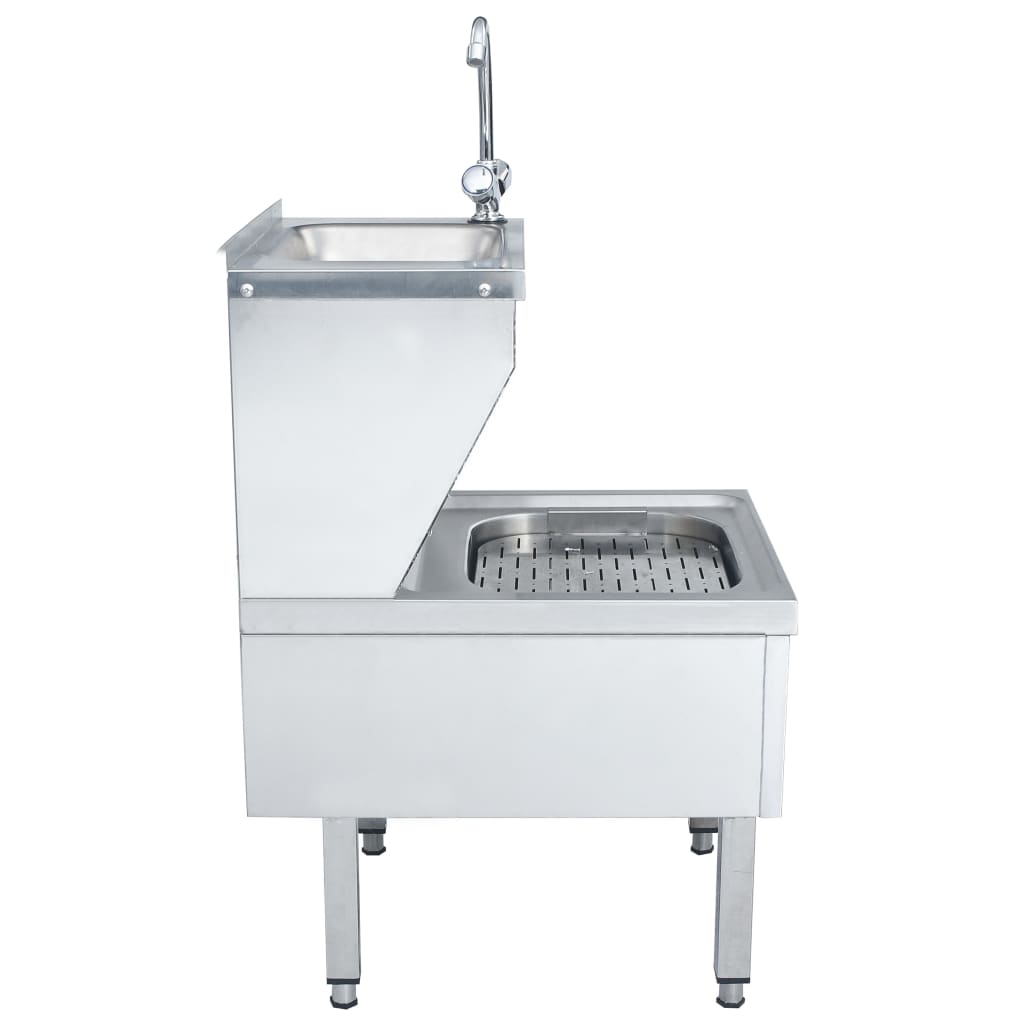 vidaXL Gastro-Handwaschbecken mit Wasserhahn Freistehend Edelstahl