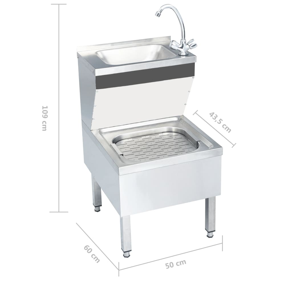 vidaXL Gastro-Handwaschbecken mit Wasserhahn Freistehend Edelstahl