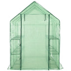 vidaXL Begehbares Gewächshaus mit 12 Regalen Stahl 143 x 214 x 196 cm