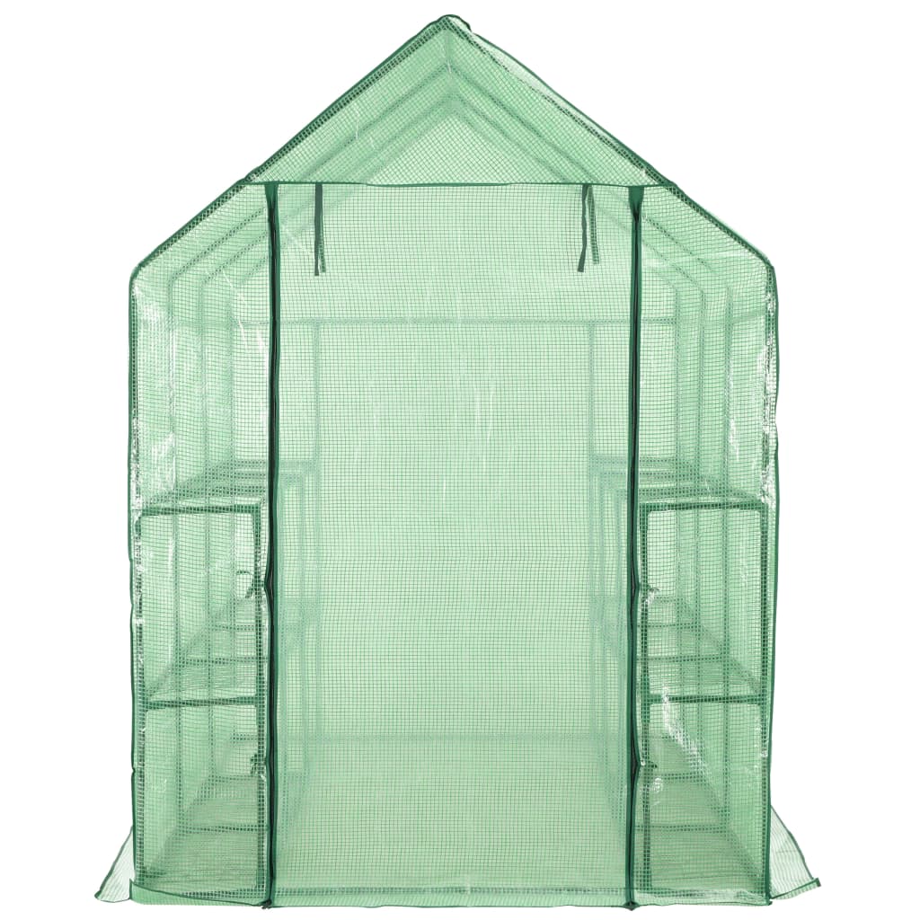 vidaXL Begehbares Gewächshaus mit 12 Regalen Stahl 143 x 214 x 196 cm