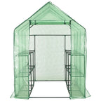 vidaXL Begehbares Gewächshaus mit 12 Regalen Stahl 143 x 214 x 196 cm
