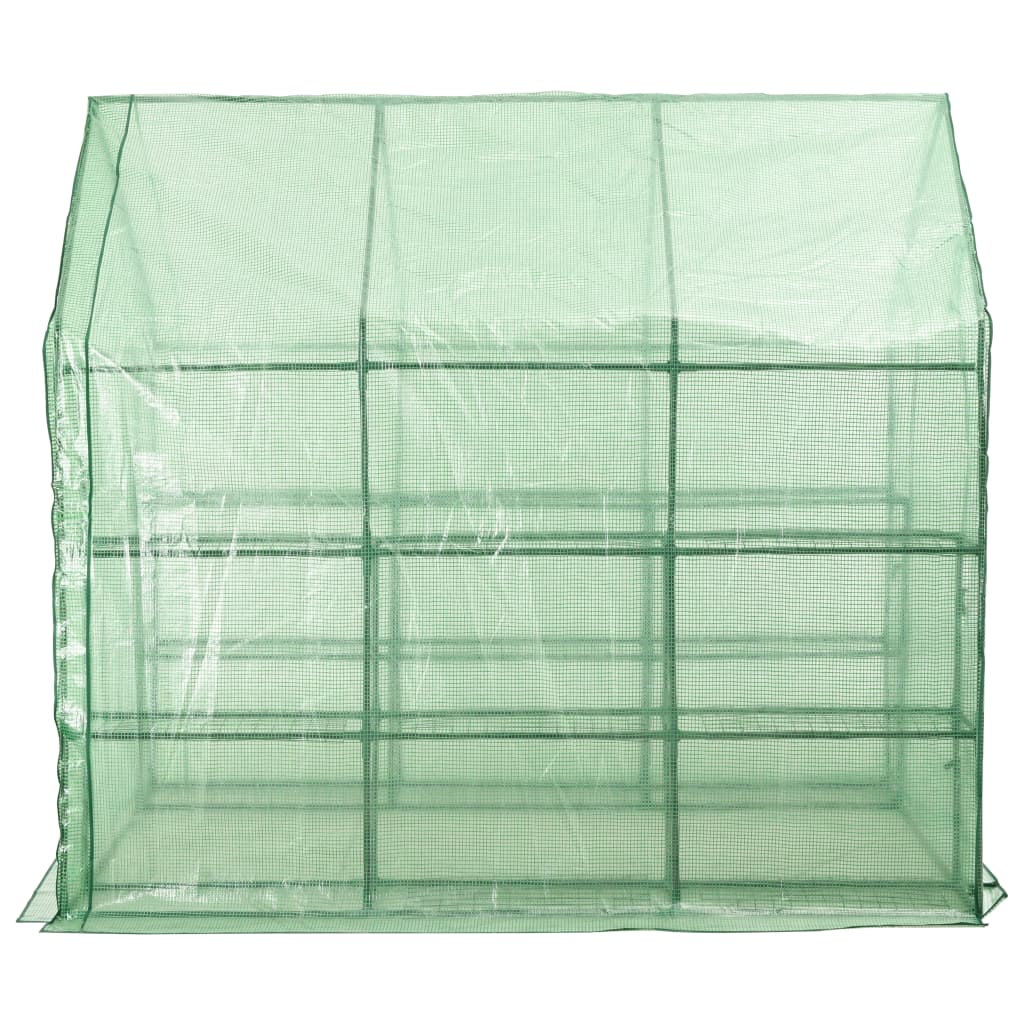 vidaXL Begehbares Gewächshaus mit 12 Regalen Stahl 143 x 214 x 196 cm