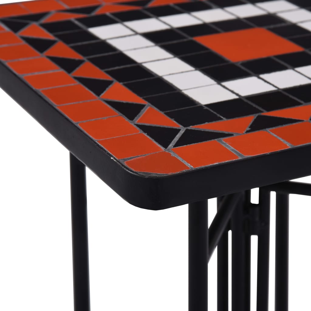 vidaXL Beistelltisch Mosaik Keramik Terracotta und Weiß