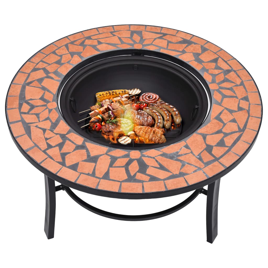 vidaXl Feuerstelle Mosaik Keramik Terracotta 68 cm
