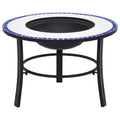 vidaXl Feuerstelle Mosaik Keramik Blau und Weiß 68 cm