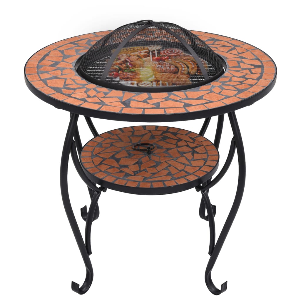 vidaXL Feuertisch Mosaik Keramik Terracotta 68 cm