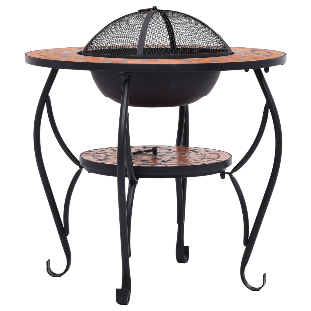 vidaXL Feuertisch Mosaik Keramik Terracotta 68 cm