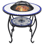 vidaXL Feuertisch Mosaik Keramik Blau und Weiß 68 cm