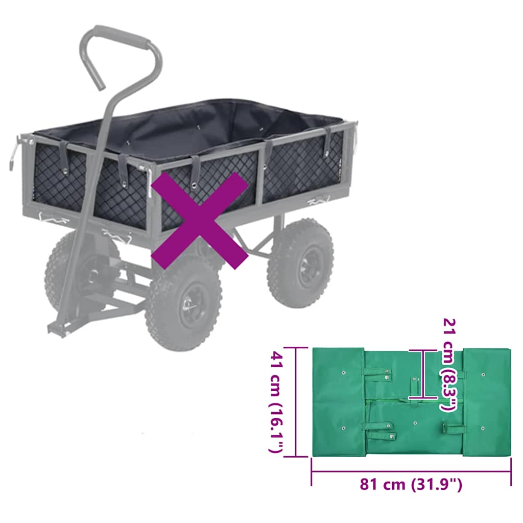 vidaXL Gartenwagen-Einlage Grün Stoff