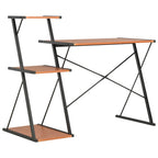 vidaXL Schreibtisch mit Regal Schwarz und Braun 116×50×93 cm