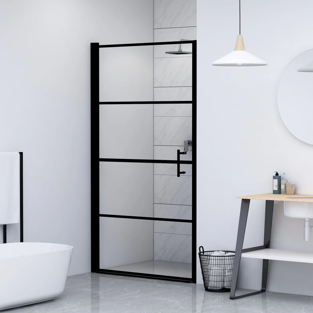 vidaXL Duschtür Hartglas 81×195 cm Schwarz