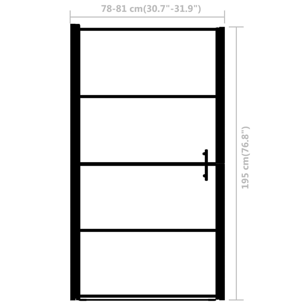 vidaXL Duschtür Hartglas 81×195 cm Schwarz