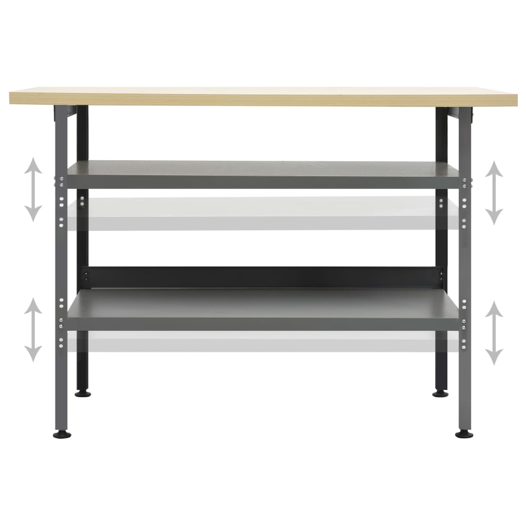 vidaXL Werkbank Grau 120×60×85 cm Stahl