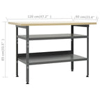 vidaXL Werkbank Grau 120×60×85 cm Stahl
