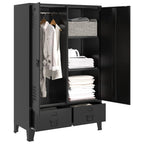 vidaXL Kleiderschrank Industrial Schwarz 90x40x140 cm Stahl