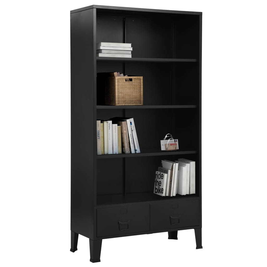 vidaXL Bücherregal Industrie-Stil Schwarz 90x40x180 cm Stahl