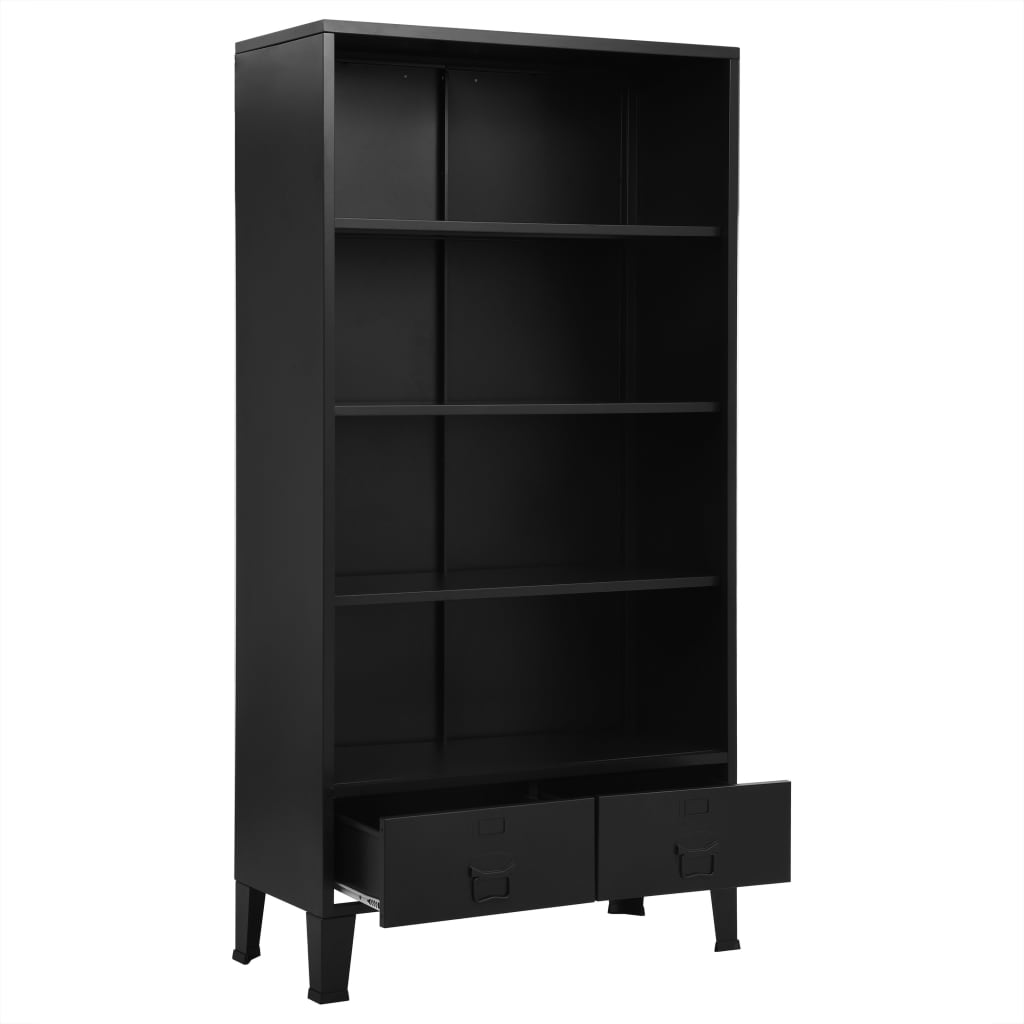 vidaXL Bücherregal Industrie-Stil Schwarz 90x40x180 cm Stahl