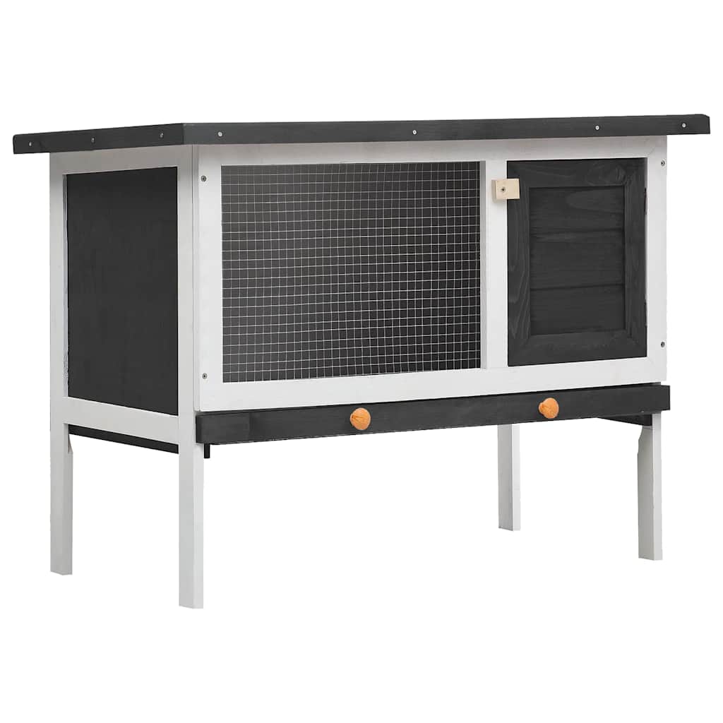 vidaXL Kaninchenstall 1 Ebene Grau Holz
