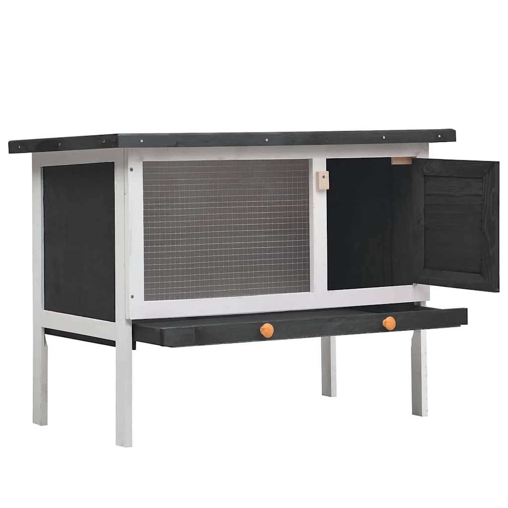 vidaXL Kaninchenstall 1 Ebene Grau Holz