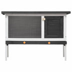 vidaXL Kaninchenstall 1 Ebene Grau Holz