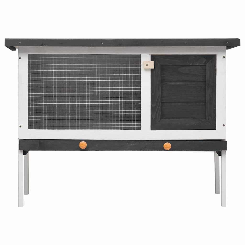 vidaXL Kaninchenstall 1 Ebene Grau Holz