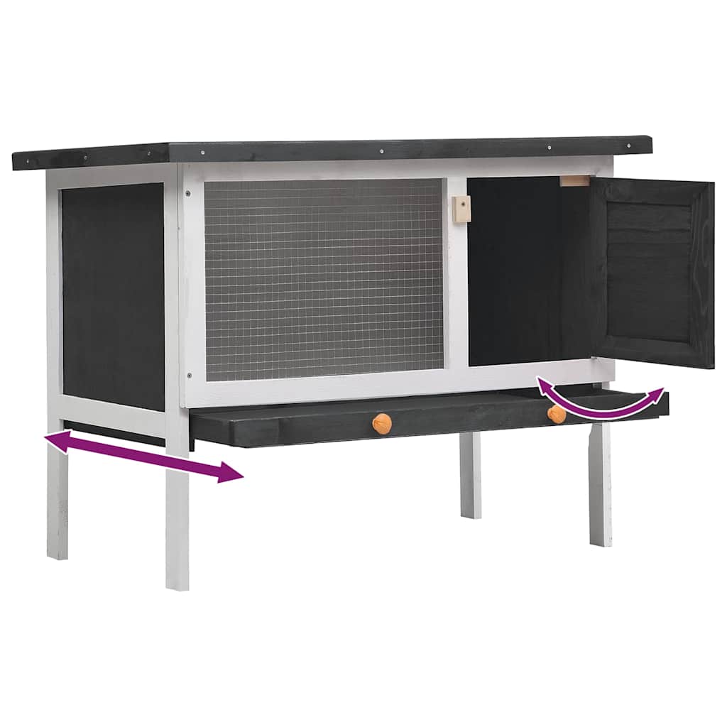 vidaXL Kaninchenstall 1 Ebene Grau Holz